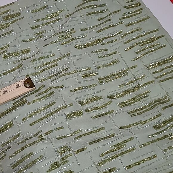 $498 NEW MAC DUGGAL 8 SAGE GREEN HAND BEADED MIDI CREPE SHEATH COLUMN DRESS NWT - Picture 4 of 16